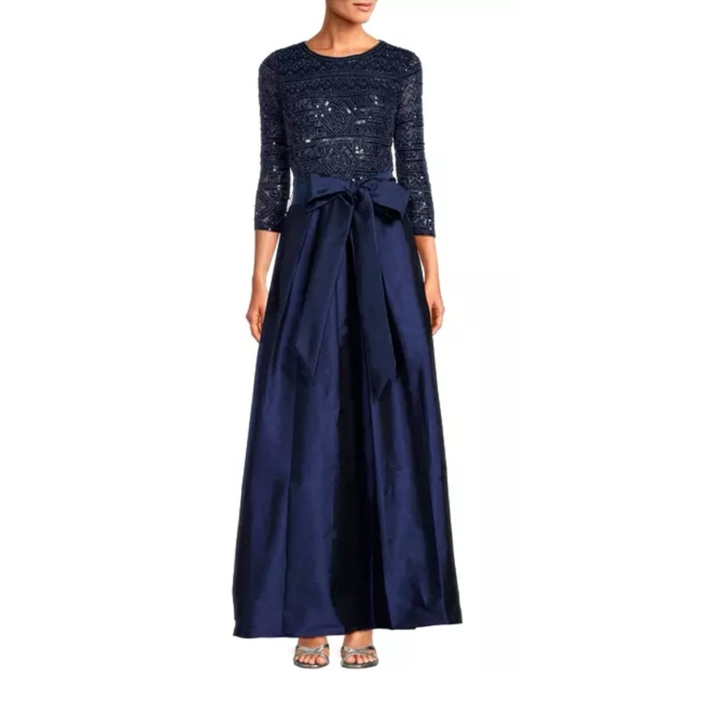 PISARRO NIGHTS Beaded Tie Waist Taffeta Gown ❤️NWT❤️IN STORES❤️